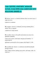 Cam Certified Apartment Manager&NewLine;Actual Exam Paper 2026 Questions With&NewLine;Solutions Graded A&plus;&NewLine;&NewLine;