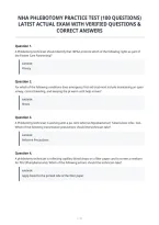Nha Phlebotomy Practice Test &lpar;100 Questions&rpar;&NewLine;Latest Actual Exam With Verified Questions &&NewLine;Correct Answers