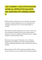 Cam Community Association Manager&NewLine;License Ga Certification Evaluation&NewLine;2026 Questions With Answers Graded&NewLine;A&plus;&NewLine;