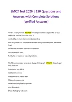 SMQT Test 2026 &vert; 150 Questions and Answers with Complete Solutions &NewLine;&lpar;verified Answers&rpar;