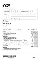 AQA A Level Biology 7402 June 2026 Paper 2 Question Paper &vert; Past Exam Revision and Timed Mock Practice PDF