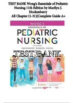 Wong's Essentials of Pediatric Nursing &lpar;11th Edition&rpar; by Marilyn J&period; Hockenberry &ndash;ISBN&colon; 9780323797672 --Comprehensive Pediatric Nursing Test Bank with Practice Questions and Answers &vert; All Chapters 1-31 Complete