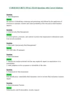 CYBER SECURITY FINAL EXAM Questions with Correct Solutions