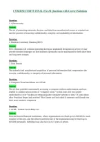 CYBERSECURITY FINAL EXAM Questions with Correct Solutions