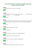 CWEA ENVIRONMENTAL COMPLIANCE INSPECTOR GRADE 1 Questions with Correct Solutions