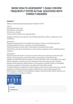 Nr302 Health Assessment 1 Exam 2 Review&NewLine;Frequently Tested Actual Questions With&NewLine;Correct Answers