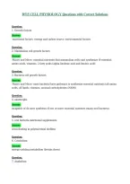 D515 CELL PHYSIOLOGY Questions with Correct Solutions