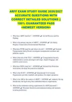 Arff Exam Study Guide 2026&sol;2027 &NewLine;Accurate Questions With &NewLine;Correct Detailed Solutions &vert;&vert; &NewLine;100&percnt; Guaranteed Pass &NewLine;<Newest Version> 