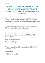 Hosa State Officer Practice Exam&NewLine;2026 All Questions And Correct&NewLine;Detailed Answers &vert;Rated A&plus; &vert;New And&NewLine;Revised