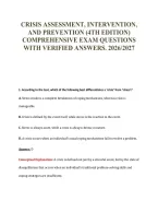Crisis Assessment&comma; Intervention&comma;&NewLine;And Prevention &lpar;4Th Edition&rpar;&NewLine;Comprehensive Exam Questions&NewLine;With Verified Answers&period; 2026&sol;2027