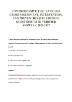 Comprehensive Test Bank For&NewLine;Crisis Assessment&comma; Intervention&comma;&NewLine;And Prevention &lpar;5Th Edition&rpar;&NewLine;Questions With Verified&NewLine;Answers&period; 2026&sol;2027