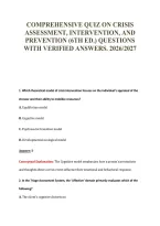 Comprehensive Quiz On Crisis&NewLine;Assessment&comma; Intervention&comma; And&NewLine;Prevention &lpar;6Th Ed&period;&rpar; Questions&NewLine;With Verified Answers&period; 2026&sol;2027