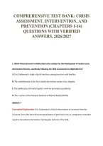Comprehensive Test Bank&colon; Crisis&NewLine;Assessment&comma; Intervention&comma; And&NewLine;Prevention &lpar;Chapters 1-14&rpar;&NewLine;Questions With Verified&NewLine;Answers&period; 2026&sol;2027