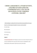 Crisis Assessment&comma; Intervention&comma;&NewLine;And Prevention &lpar;8Th Ed&rpar;&NewLine;Comprehensive Test Bank&NewLine;Questions With Verified&NewLine;Answers&period; 2026&sol;2027