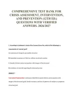 Comprehensive Test Bank For&NewLine;Crisis Assessment&comma; Intervention&comma;&NewLine;And Prevention &lpar;12Th Ed&period;&rpar;&NewLine;Questions With Verified&NewLine;Answers&period; 2026&sol;2027