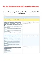 Bio 235 Final Exam &lpar;2026-2027&rpar; Questions & Answers&NewLine;Human Physiology Mastery&colon; Q&A Flashcards for Bio 235 Final Exam&NewLine;
