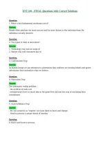 ENT 101 - FINAL Questions with Correct Solutions