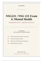 NSG221 &sol; NSG 221 EXAM 4 ACTUAL EXAM 2026&sol;2027 &vert; Mental Health &vert; Guide with Questions and Verified Answers &vert; 100&percnt; Correct - Herzing &vert; Pass Guaranteed - A&plus; Graded&NewLine;&NewLine;