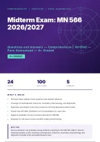 MN 566 Midterm Exam 2026&sol;2027 &ndash; Questions and Answers &vert; Complete Verified Answers &vert; Detailed Rationales &ndash; Pass Guaranteed &ndash; A&plus; Graded