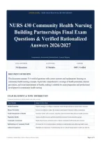 NURS 430 Community Health Nursing Building Partnerships Final Exam Questions & Verified Rationalized Answers 2026&sol;2027