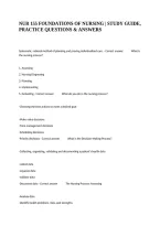 Nur 155 Foundations Of Nursing &vert; Study Guide&comma; Practice Questions & Answers