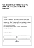 Nur 155 Critical Thinking Final Exam &vert; Practice Questions & Answers