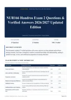 NUR166 Hondros Exam 2 Questions & Verified Answers 2026&sol;2027 Updated Edition