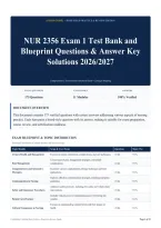 NUR 2356 Exam 1 Test Bank and Blueprint Questions & Answer Key Solutions 2026&sol;2027