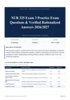 NUR 325 Exam 3 Practice Exam Questions & Verified Rationalized Answers 2026&sol;2027