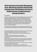 M100 Community Association Management Exam&nbsp; With Review Questions Newest 2026 Complete Exam 300 Questions And Correct Detailed Answers &lpar;Verified Answers&rpar; &vert;Already Graded A&plus;