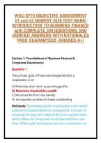 Wgu D775 Objective Assessment &NewLine;V1 And V2 Newest 2026 Test Bank&vert; &NewLine;Introduction To Business Finance &NewLine;With Complete 300 Questions And &NewLine;Verified Answers With Rationales &NewLine;Pass Guaranteed &lpar;Graded A&plus;&rpar; 