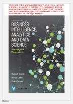 Test Bank - Business Intelligence&comma; Analytics&comma; and Data Science&colon; A Managerial Perspective 4th Edition  By Ramesh Sharda&comma; Dursun Delen & Efraim Turban &vert; All Chapters Covered &vert; Rated A&plus; &vert; Newest Edition