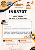 INS3707 October November PORTFOLIO &lpar;COMPLETE ANSWERS&rpar; Semester 2 2026 - DUE 23 October 2026