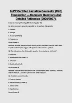 ALPP Certified Lactation Counselor &lpar;CLC&rpar; Examination &mdash; Complete Questions And Detailed Rationales &lpar;2026&sol;2027&rpar;&period;
