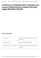 Crossfit Level 1 Certification EXAM&comma; &vert;&vert; Questions and Answers &lpar;Verified Answers&rpar; Complete Test &lpar;Latest Update 2026&sol;2027&rpar; UPDATE&excl;&excl;&NewLine;