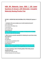 HESI RN Maternity Exam 2026 &ndash; 120 Practice Questions & Answers with Detailed Rationales &vert; Complete Maternity Nursing Study Guide