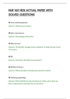 Nur 160 Hesi Actual Paper With&NewLine;Solved Questions&NewLine;