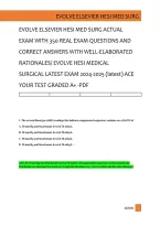 Evolve Elsevier Hesi Med Surg Actual &NewLine;Exam With 350 Real Exam Questions And &NewLine;Correct Answers With Well-Elaborated &NewLine;Rationales&sol; Evolve Hesi Medical &NewLine;Surgical Latest Exam 2024-2025 &lpar;Latest&rpar; Ace &NewLine;Your Test Graded A&plus; -Pdf