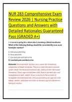NUR 283 Comprehensive Exam &NewLine;Review 2026 &vert; Nursing Practice &NewLine;Questions and Answers with &NewLine;Detailed Rationales Guaranteed &NewLine;Pass &lpar;GRADED A&plus;&rpar; 