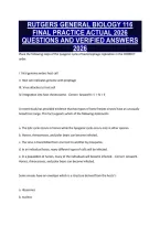 Rutgers General Biology 116 Final Practice Actual 2026 Questions And Verified Answers 2026