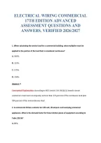 Electrical Wiring Commercial&NewLine;17Th Edition Advanced&NewLine;Assessment Questions And&NewLine;Answers&period; Verified 2026&sol;2027
