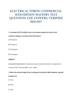 Electrical Wiring Commercial&NewLine;16Th Edition Mastery Test&NewLine;Questions And Answers&period; Verified&NewLine;2026&sol;2027