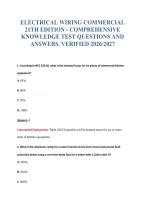 Electrical Wiring Commercial&NewLine;21Th Edition - Comprehensive&NewLine;Knowledge Test Questions And&NewLine;Answers&period; Verified 2026&sol;2027