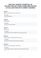 Nur 2063 &sol; Nur2063&colon; Essentials Of&NewLine;Pathophysiology Exam 2 Rasmussen Updated&NewLine;Actual Questions With Correct Answers