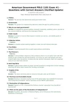 American Government POLS 1101 Exam &num;1 &NewLine;Questions with Correct Answers &lpar;Verified Update&rpar;
