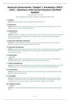 American Government- Chapter 1 Vocabulary &lpar;POLS&NewLine;1101&rpar; - Questions with Correct Answers &lpar;Verified&NewLine;Update&rpar;