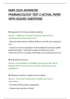 Nurs 5334 Advanced&NewLine;Pharmacology Test 2 Actual Paper&NewLine;With Solved Questions&NewLine;