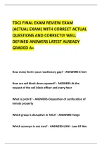 Tdcj Final Exam Review Exam &NewLine;&lpar;Actual Exam&rpar; With Correct Actual &NewLine;Questions And Correctly Well &NewLine;Defined Answers Latest Already &NewLine;Graded A&plus; 