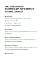 Nurs 5334 Advanced&NewLine;Pharmacology Test 2 Complete&NewLine;Answers Graded A&plus;