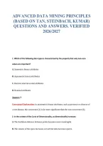 Advanced Data Mining Principles&NewLine;&lpar;Based On Tan&comma; Steinbach&comma; Kumar&rpar;&NewLine;Questions And Answers&period; Verified&NewLine;2026&sol;2027